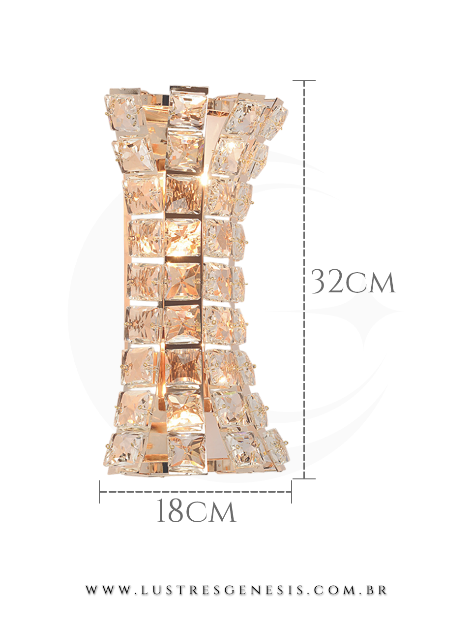 Arandela de Parede Cristal Classic Metal Dourado Transparentes Sala de Estar, Lavabo, Cabeceira de Cama, Corredor, Hall